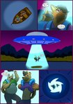 abduction alien_abduction anthro canid canine canis comic dialogue domestic_dog duo father_(lore) father_and_child_(lore) father_and_son_(lore) flying_saucer german_shepherd herding_dog hi_res life_jacket male mammal night parent_(lore) parent_and_child_(lore) parent_and_son_(lore) pastoral_dog pickles-hyena son_(lore) tractor_beam