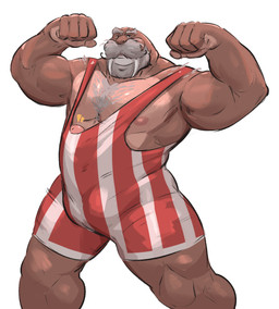 5_fingers anthro areola balls_outline barazoku beard biceps big_bulge big_muscles big_penis biped body_hair brown_body bulge chest_hair clothed clothed_anthro clothed_male clothing countershade_hands countershade_torso countershading detailed_bulge erection erection_under_clothing eyebrows facial_hair fingers fist flexing flexing_bicep flexing_both_biceps genital_outline genitals grey_beard grey_eyebrows grey_facial_hair grey_mustache humanoid_hands looking_at_viewer male male_anthro manly mature_anthro mature_male monotone_background multicolored_clothing muscular muscular_anthro muscular_arms muscular_male muscular_thighs mustache nipples pattern_clothing pecs penis penis_poking_out pink_areola pink_nipples pink_penis quads red_clothing shoulder_hair simple_background solo standing striped_clothing stripes three-quarter_view tusks two_tone_clothing white_background white_clothing wrestling_singlet dullaram rossim_(dullaram) aquatic mammal pinniped walrus digital_media_(artwork) hi_res portrait shaded three-quarter_portrait