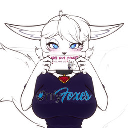 anthro big_breasts blue_eyes blush breasts clothed clothing collar female looking_at_viewer nut_pass solo tail tail_motion tailwag text ticket scorpdk no_nut_november onlyfans yuki_(yuki_anno) arctic_fox canid canine fox mammal true_fox 1:1 2022 english_text hi_res meme