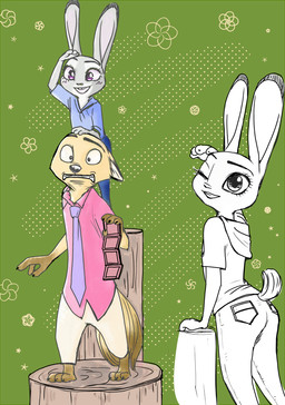 3_toes anthro barefoot black_eyebrows black_nose blue_bottomwear blue_clothing blue_hoodie blue_pants blue_shirt blue_topwear blush blush_lines bottomwear brown_tail buckteeth butt carrying_another claws clenched_teeth clothing collared_shirt countershading dipstick_ears dipstick_tail dress_shirt ear_markings ears_up eyebrows feet female female_anthro finger_claws fur grey_body grey_fur grin hoodie long_ears long_tail lying male male_anthro markings multicolored_ears necktie on_back orange_body orange_ears orange_fur orange_tail pants paws piggyback pink_dress_shirt pink_inner_ear plantigrade pupils purple_eyes purple_necktie scut_tail shirt short_tail smile tail tail_markings teeth teeth_showing toe_claws toes topwear wallet white_body white_countershading white_fur sou disney zootopia judy_hopps nick_wilde canid canine european_rabbit fox lagomorph leporid mammal oryctolagus rabbit red_fox true_fox