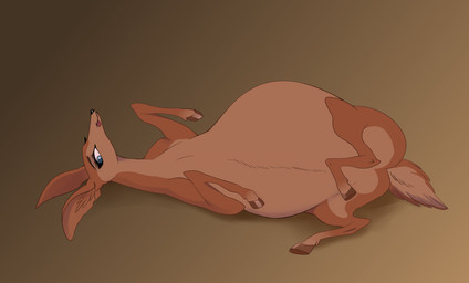 belly bent_legs big_belly black_eyebrows black_nose blue_eyes blue_pupils brown_background brown_body brown_fur brown_hooves brown_tail closed_smile eyebrows eyelashes female female_feral feral fur hooves lying mouth_closed multicolored_body multicolored_fur on_back pregnant pregnant_female pregnant_feral pupils quadruped red_tongue simple_background smile solo tail tan_body tan_fur tan_tail tongue two_tone_body two_tone_fur two_tone_tail unguligrade black_kitty open_season giselle_(open_season) deer mammal mule_deer new_world_deer 2021 colored digital_drawing_(artwork) digital_media_(artwork) english_description shaded