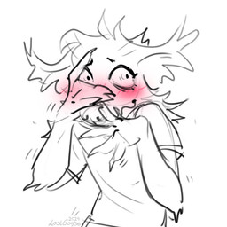 anthro blush clothing front_view hair male messy_hair mouth_closed shirt simple_background solo t-shirt topwear lostgoose 1:1 2024 dated partially_colored signature sketch