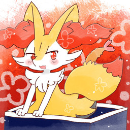 ambiguous_anthro ambiguous_gender anthro biped blush box container dipstick_tail food front_view in_box in_container leaning leaning_forward looking_at_viewer markings object_in_tail open_:3 open_mouth open_smile shrimp_(food) smile snout solo standing tail tail_markings annyui0611 nintendo pokemon braixen canid generation_6_pokemon mammal pokemon_(species) 1:1 2022 digital_drawing_(artwork) digital_media_(artwork) half-length_portrait hi_res japanese_description portrait translated_description