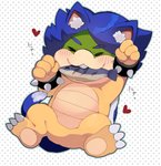 anthro blue_hair blush bracelet eating hair heart_symbol jewelry male paw_pose pose shell solo spiked_bracelet spikes zeso mario_bros nintendo koopaling ludwig_von_koopa fish koopa marine scalie absurd_res hi_res