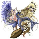 1:1 animal_humanoid armwear avian big_breasts blonde_hair blue_armwear blue_body blue_bottomwear blue_bra blue_clothing blue_elbow_gloves blue_feathers blue_flower blue_gloves blue_hairband blue_handwear blue_pants blue_underwear bottomwear bra breasts claws clothing ear_fins eden's_ritter_grenze elbow_gloves european_mythology feathered_wings feathers feet fin fish fish_humanoid fish_tail flower gloves greek_mythology hair handwear harp harpy hi_res huge_breasts humanoid hybrid marine marine_humanoid megaera_(eden's_ritter_grenze) musical_instrument mythological_avian mythological_creature mythology naglfar nose_art nuke pants pink_claws plant plucked_string_instrument purple_eyes solo string_instrument talons thick_thighs toes underwear wings yellow_body yellow_feathers