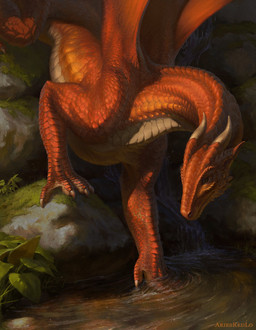 2_horns 4_fingers ambiguous_feral ambiguous_gender beautiful_background cheek_spikes claws creek descending detailed_scales facial_spikes feral fingers hand_in_water horn long_neck membrane_(anatomy) membranous_wings moss orange_body orange_scales outside plant quadruped realistic rock scales side_view solo spikes spikes_(anatomy) tan_body tan_scales ventral_scales wings ariesredlo european_mythology mythology dragon mythological_creature mythological_scalie scalie western_dragon detailed digital_media_(artwork) digital_painting_(artwork) hi_res painting_(artwork)