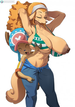 anthro areola big_breasts biped blush bottomwear bra breasts brown_body brown_fur brown_tail clothed clothed_anthro clothed_female clothed_male clothing duo female front_view fur hair hooves huge_breasts male navel nipples open_mouth open_smile pants simple_background size_difference smile standing tail tongue underwear white_background cooliehigh one_piece tony_tony_chopper wanda_(one_piece) canid canine canis deer domestic_dog mammal minkmen_(one_piece) new_world_deer reindeer 2026 digital_drawing_(artwork) digital_media_(artwork) hi_res