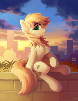 city cutie_mark female feral group solo sunset draconidsmxz hasbro my_little_pony equid equine horse mammal hi_res