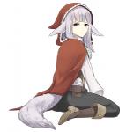 boots clothing female footwear hair looking_at_viewer looking_back purple_eyes shoes simple_background solo white_background white_hair mejiro_(artist) fire_emblem fire_emblem_fates mythology nintendo velouria animal_humanoid canid canine humanoid mammal mythological_canine mythological_creature werecanid werecanine werecreature werewolf