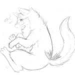 ambiguous_gender feral heart_symbol side_view simple_background sitting solo white_background inkcookie canid canine canis domestic_dog mammal 1:1 2010 monochrome sketch