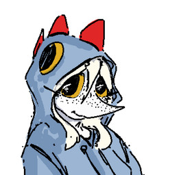 anthro black_eyes blonde_hair blue_clothing blue_hoodie blue_topwear clothing eyelashes female freckled_face freckles grey_body grey_scales hair hoodie long_hair looking_at_viewer scales simple_background smile snout solo topwear white_background yellow_sclera faustanon cavemanon_studios snoot_game judee dinosaur prehistoric_species reptile saurischian scalie theropod troodon troodontid 2025 digital_drawing_(artwork) digital_media_(artwork)