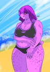 anthro belly big_breasts breasts female non-mammal_breasts slightly_chubby solo thick_thighs notgreez deltarune undertale_(series) susie_(deltarune) lizard reptile scalie 2022 hi_res