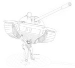 angry anthro broken_glasses clothing cracked_ground eyewear female glasses necktie solo suit super_strength superpowers t-55_(tank) tank torn_clothing vehicle panzerschreckleopard bridgette_o'shane felid mammal 2021 absurd_res hi_res monochrome