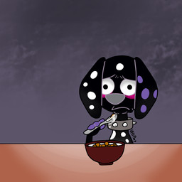 black_body black_fur cereal_bowl collar cutlery eating_cereal feral fur grey_nose holding_spoon kitchen_utensils male milk sad solo spiked_collar spikes spoon spots tools toony white_spots invader-yami 101_dalmatian_street 101_dalmatians disney dante_(101_dalmatians) canid canine canis dalmatian domestic_dog mammal 1:1