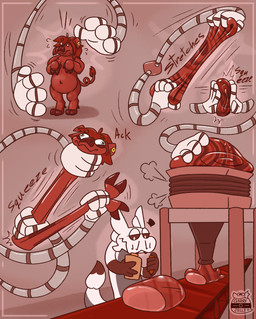anthro death duo food male meat pork robot_arms squish stretching transformation grichyinkreally mythology grichy_(grichyinkreally) ody_(character) domestic_pig dragon duroc_pig mammal mythological_creature mythological_scalie scalie suid suine sus_(pig) hi_res tagme