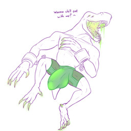 anthro balls big_balls big_bulge big_penis bodily_fluids bulge clothed clothing detailed_bulge drooling genitals glowing hand_on_chest huge_balls huge_bulge huge_penis looking_at_viewer lying male mouth_shot on_back open_mouth penis presenting revealing_outfit saliva seductive skimpy solo spread_legs spreading suggestive talking_to_viewer teasing teasing_viewer tight_bulges tight_clothing tight_underwear tongue underwear conditional_dnp samagthrav2 risk_of_rain acrid_(risk_of_rain) alien reptile scalie absurd_res hi_res