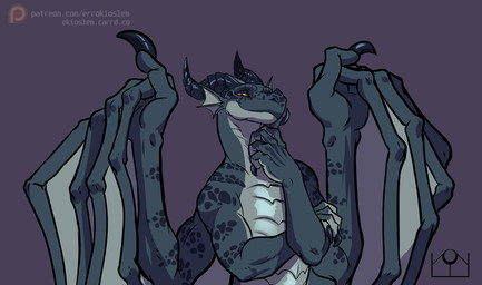 anthro armor front_view hood horn looking_at_viewer male membrane_(anatomy) membranous_wings simple_background smug_face smug_grin solo wings errokioslem blizzard_entertainment european_mythology mythology warcraft dracthyr dragon mythological_creature mythological_scalie scalie western_dragon half-length_portrait portrait