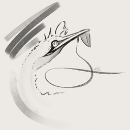 ambiguous_gender beak black_lips feral half-closed_eyes leaf leaf_in_mouth lips looking_at_viewer looking_back looking_back_at_viewer minimalism minimalist narrowed_eyes solo shufflefur avian bird heron pelecaniform 1:1 headshot_portrait monochrome portrait signature