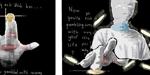 anthro black_background claws clothing coin finger_claws fingers male pawpads simple_background solo text toastedeh toast_(toastedeh) domestic_cat felid feline felis mammal english_text hi_res vietnamese_text