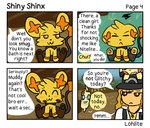 4_panel_comic :3 annoyed baseball_cap biped black_body black_fur blush clothed clothing dialogue dirty eyes_closed female feral front_view fur grass group hat headgear headwear male markings mud open_mouth orange_eyes orange_markings outside page_number plant quadruped smug speech_bubble standing text wet yellow_body yellow_fur lohlite nintendo pokemon lithium_(lohlite) logan_(lohlite) nitelite_(lohlite) rotom_phone generation_1_pokemon generation_4_pokemon human mammal pikachu pokemon_(species) rotom shinx shiny_pokemon 2023 artist_name character_name colored comic english_text trans_(lore) trans_man_(lore)