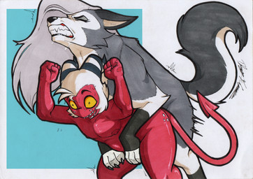 anal anal_penetration anthro areola bestiality butt cartoon_freckles clenched_teeth duo eyelashes eyes_closed facial_tuft feral feral_on_top feral_penetrating feral_penetrating_humanoid freckled_face freckled_hips freckles from_behind_position gynomorph gynomorph/male gynomorph_feral gynomorph_penetrating gynomorph_penetrating_male hair humanoid_on_feral humanoid_penetrated intersex intersex/male intersex_feral intersex_penetrating intersex_penetrating_male long_eyelashes male male_humanoid male_penetrated mating_grip mounting nipples nude penetration sex simple_background tail teeth tuft rotten_owl hellaverse helluva_boss mythology feral_loona_(helluva_boss) loona_(helluva_boss) moxxie_(helluva_boss) canid canid_demon canine demon hellhound humanoid imp mammal mythological_canine mythological_creature hi_res traditional_media_(artwork)