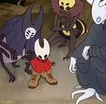 2_horns arthropod_abdomen black_eyes blue_eyes boots cloak clothed clothing crouching female fingers footwear group horn mouthless multi_eye multi_limb neck_tuft noseless plant red_cloak red_clothing roots shoes text tree tuft white_body white_hands snakedraws hollow_knight team_cherry herrah_(hollow_knight) hornet_(hollow_knight) queen_vespa_(hollow_knight) white_lady_(hollow_knight) arachnid arthropod bee elemental_creature flora_fauna hymenopteran insect spider treant 2024 artist_name digital_media_(artwork) english_text hi_res meme