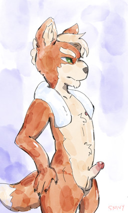 4_fingers anthro balls erection fingers fur genitals green_eyes hair humanoid_genitalia humanoid_penis male nipples nude penis side_view simple_background small_penis solo tail towel towel_around_neck sssnivy69 nintendo star_fox fox_mccloud canid canine fox mammal 3:5 absurd_res colored digital_drawing_(artwork) digital_media_(artwork) hi_res