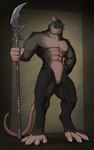 abs anthro biceps claws featureless_crotch feet fur holding_object holding_weapon looking_at_viewer male melee_weapon muscular muscular_anthro muscular_male nude paws pecs simple_background solo tail toes weapon corrsk warhammer_(franchise) warhammer_fantasy mammal murid murine rat rodent skaven 5:8 digital_media_(artwork) hi_res