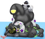 anal anal_vore armor ass_up belly big_belly butt digestion duo forced fur grin hair jack-o'_pose looking_at_another looking_back machine male male/male male_pred mass_vore multiple_prey onomatopoeia open_mouth pose raised_tail simple_background smile smug smug_face smug_grin sound_effects tail text unwilling_prey vore sokoyo_owo protogen hi_res