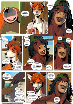 5_fingers after_sex anthro beverage black_hair brown_body buttoning_shirt clothed clothing coffee coffee_mug collared_shirt container cup detailed_background dialogue dress_shirt duo eyebrows eyelashes fingers gap_teeth green_clothing green_hat green_headwear hair hair_over_eye hat headgear headwear holding_container holding_cup holding_object inside lips long_hair male muscular muscular_anthro muscular_male nipples open_clothing open_shirt open_topwear orange_hair pink_cup pink_mug plastic_bag profanity putting_on_clothes schedule serious serious_face shirt size_difference slim slim_anthro slim_male smile smirk smug smug_face speech_bubble teeth text thick_eyebrows thick_lips tooth_gap topwear trailer_(vehicle) white_clothing white_collared_shirt white_shirt white_topwear purplebirdman laurie_(purplebirdman) ricky_(purplebirdman) canid canine equid equine fox horse mammal 2026 better_version_at_paywall colored comic detailed digital_drawing_(artwork) digital_media_(artwork) english_text multiple_scenes shaded url