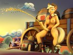 3d_(artwork) absurd_res ahegao animal_genitalia animal_penis anthro applejack_(mlp) areola balls big_breasts bodily_fluids boots breasts clothing cloud digital_media_(artwork) equid equine equine_genitalia equine_penis farm footwear friendship_is_magic genital_fluids genitals gynomorph hasbro hi_res hornyforest horse intersex looking_pleasured mammal my_little_pony nipples nude nude_anthro outside peeing penis pony pubes shoes solo urine vehicle wagon wet