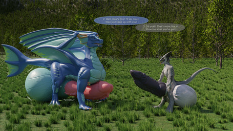 animal_genitalia anthro ball_size_difference balls balls_expansion big_balls big_penis comparing competition dialogue duo expansion feral genital_expansion genitals huge_balls huge_penis hyper hyper_balls hyper_genitalia hyper_penis knot knotted_penis male outside penile_spines penis penis_expansion penis_size_difference sheath size_difference transformation vein veiny_balls veiny_penis a3person bonzaipalmtree mythology drash_(character) zai_(bonzaipalmtree) dragon mythological_creature mythological_scalie scalie 16:9 3d_(artwork) digital_media_(artwork) hi_res sequence widescreen