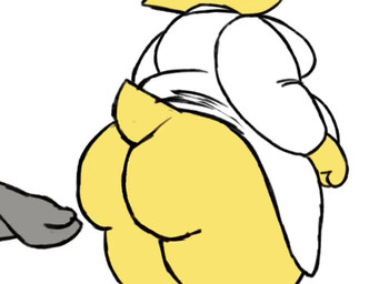 ambiguous_gender anthro belly big_butt bottomless bottomless_anthro bottomless_female bouncing_butt butt butt_slap butt_squish clothed clothing coat duo faceless_anthro faceless_character faceless_female female female/ambiguous female_focus huge_butt lab_coat overweight overweight_anthro overweight_female scales simple_background slap solo_focus spanking squish thick_thighs three-quarter_view topwear white_background yellow_body yellow_scales lilbigmanboy i_fuck_w/_you_heavy undertale undertale_(series) alphys reptile scalie 2025 4:3 animated no_sound short_playtime video