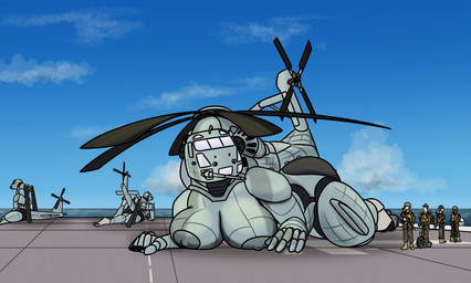 aircraft ambiguous_gender anthro areola big_breasts breasts cockpit female fin grey_body group helicopter lying machine metallic_body nipples not_furry nude nude_anthro nude_female on_front outside propeller tail tail_fin thick_thighs vehicle qwerty1989 aeromorph human living_aircraft living_helicopter living_machine living_vehicle mammal digital_media_(artwork)