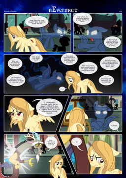 angry anthro argument bat_wings bright_light building crossed_arms cutie_mark dialogue drenched ears_down ears_up emotional emotional_damage female feral folded_wings frown group hair magic male mane membrane_(anatomy) membranous_wings messy_hair messy_mane messy_tail one_sided open_mouth pivoted_ears red_eyes sidewalk silhouette silhouetted_body spread_wings standing tail teleportation text walking wet wet_body wet_hair wet_mane wet_tail white_light wings estories friendship_is_magic hasbro my_little_pony mythology alice_goldenfeather_(estories) discord_(mlp) penumbra_(estories) bat_pony chimera draconequus equid equine mammal mythological_creature mythological_equine pegasus absurd_res comic english_text hi_res