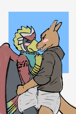 2_horns abdl abstract_background adult_baby ageplay anthro back_wings beak bib black_eyes blue_background blue_bib blue_tail blue_tail_feathers blue_tail_tip blush blush_stickers brown_clothing brown_hoodie brown_topwear bulge bulge_frottage cere_(anatomy) clean_diaper clenched_teeth clothed clothing cute_fangs diaper diaper_fetish diaper_frottage diaper_grinding diaper_sex dipstick_tail dragon_tail dry_humping duo eyebrow_ridge eyes_closed fan_tail fangs feather_hair feather_tuft feathered_crest feathered_wings feathers fist furgonomic_diaper furgonomics furrowed_eyebrows grey_arms grey_body grey_cere grey_clothing grey_face grey_feathers grey_hoodie grey_legs grey_neck grey_topwear grey_tuft grey_wings grinding hand_on_another's_hip hand_on_chest hand_on_hip head_crest head_horn hip_grab holding_hips hood_down hoodie horn humanoid_hands imminent_orgasm infantilism interspecies looking_at_another looking_at_partner male male/male markings multicolored_arms multicolored_body multicolored_crest multicolored_face multicolored_feathers multicolored_tail multicolored_tail_feathers multicolored_wings neck_tuft orange_arms orange_body orange_face orange_hands orange_horn orange_legs orange_neck orange_scales orange_snout orange_tail pantsless pantsless_anthro pantsless_male pokemorph pseudo_hair red_arms red_body red_feathered_crest red_feathers red_tail red_tail_feathers red_tuft red_wings roleplay scales scaly_tail scuted_arms scuted_hands scutes simple_background tail tail_feathers tail_markings tan_pseudo_hair teeth toothed_beak topwear tuft wearing_diaper white_background white_diaper white_feathered_crest wings yellow_arms yellow_beak yellow_feather_hair yellow_hands yellow_scutes yellow_tail yellow_tail_feathers caramelbunz mythology nintendo pokemon baxter_blaze fan_character nado_soarian accipitrid accipitriform avian bird braviary charizard dragon eagle generation_1_pokemon generation_5_pokemon mythological_creature mythological_scalie pokemon_(species) reptile scalie 2:3 absurd_res colored colored_line_art digital_drawing_(artwork) digital_media_(artwork) hi_res line_art
