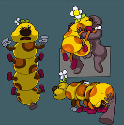 6_legs anus arthropod_abdomen arthropod_abdomen_genitalia arthropod_abdomen_penetration arthropod_abdomen_vulva balls bestiality blue_border bodily_fluids border clothing disembodied_hand disembodied_penis duo female feral feral_penetrated flower_on_head footwear genital_fluids genitals gloves grey_body grey_skin handwear holding_another hug human_on_feral human_penetrating human_penetrating_feral insectophilia interspecies making_out male male/female penetration penis red_clothing red_footwear red_shoes red_vulva sex shoes spread_vulva spreading three_frame_image vaginal vaginal_fluids vulva white_clothing white_gloves white_handwear yellow_body yellow_skin yolka anon arthropod caterpillar human insect larva mammal wiggler_(mario) hi_res