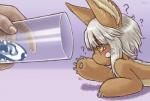 5_fingers ambiguous_gender anthro blush brown_body brown_fur container cup disembodied_hand duo fingers fur grey_hair hair micro question_mark side_view solo_focus water yellow_eyes buneposter made_in_abyss nanachi human lagomorph mammal narehate 2019 digital_media_(artwork) half-length_portrait hi_res portrait signature