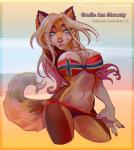 2016 anthro areola belly_piercing big_breasts bikini bikini_pull blonde_hair blue_background blue_eyes breasts brown_body brown_fur canid canine canis chest_tuft claws cleavage clothed clothing clothing_pull colored_nails domestic_dog ear_piercing ear_ring english_text exposed_breasts facial_markings female flag flag_bikini flag_clothing flag_print flag_swimwear fox fur german_shepherd gradie gradient_background green_eyes hair half-closed_eyes head_markings herding_dog heterochromia hybrid industrial_piercing lips long_hair looking_at_viewer mammal markings multicolored_hair nails narrowed_eyes navel navel_pendant navel_piercing nipple_slip nipples norwegian_flag norwegian_flag_bikini partially_clothed pastoral_dog piercing pink_hair pink_nipples portrait pose print_bikini print_clothing print_swimwear raised_arm ring_piercing simple_background smile solo swimwear swimwear_pull teeth text thick_bottom_lip three-quarter_portrait tuft two-piece_swimsuit two_tone_hair xenoguardian