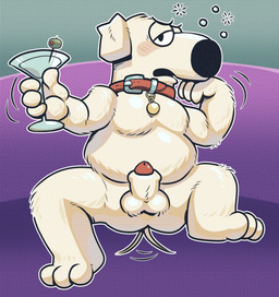 4_fingers alcohol animal_genitalia animal_penis anthro belly beverage black_nose bubble canine_genitalia canine_penis cocktail collar collar_only drunk drunk_bubble fingers fur genitals half-closed_eyes holding_beverage holding_object male motion_lines narrowed_eyes nude open_mouth penis red_collar sheath slightly_chubby slightly_chubby_anthro slightly_chubby_male solo substance_intoxication tail tail_motion tailwag white_body white_fur victor_beardog family_guy brian_griffin canid canine canis domestic_dog mammal 2025 digital_drawing_(artwork) digital_media_(artwork) english_description hi_res