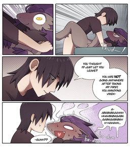 anthro biped black_body black_fur blush bodily_fluids border bottomless clothed clothing dialogue duo eyelashes female female_on_human flustered fur grey_body grey_fur hair heart_symbol human_on_anthro interspecies male male/female male_on_anthro multicolored_body multicolored_fur pokephilia pupils purple_body purple_fur question_mark speech_bubble sweat teeth text topwear white_border yellow_eyes svkhaiminh nintendo pokemon generation_5_pokemon human mammal pokemon_(species) shiny_pokemon zoroark comic english_text hi_res