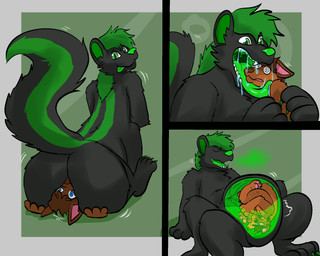 abdominal_bulge anal anthro bodily_fluids duo facesitting hypnosis imminent_digestion male male/male male_pred mind_control open_mouth oral rimming saliva sex sitting_on_another stomach_acid tongue uvula vore dakomics colt_(lyoen) syfer_(skunk) canid canine canis mammal mammal_taur mephitid mephitid_taur skunk skunk_taur taur wolf 5:4 hi_res