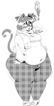 anthro bar_emanata belly big_belly biped black_text blush bottomwear breasts breath butt button_(fastener) cat_tail clothed clothed_anthro clothed_female clothing drawstring ear_twitch emanata eyelashes eyeshadow female female_anthro footwear front_view glistening glistening_hair hair heart_font heartbeat holidays inner_ear_fluff lipstick makeup mistletoe navel navel_outline no_shoes overweight overweight_female pants pattern_bottomwear pattern_clothing perspective-incorrect_bottomwear perspective-incorrect_clothing perspective-incorrect_plaid perspective-incorrect_texturing pigeon_toed plaid plaid_bottomwear plaid_clothing plant pointy_ears prick_ears question_mark scarf simple_background socks solo sound_effects spoken_question_mark standing sweater sweatpants text thick_thighs three-quarter_view topwear translucent_text tuft white_background the_boot christmas animal_humanoid domestic_cat felid feline felis humanoid mammal 2023 digital_drawing_(artwork) digital_media_(artwork) full-length_portrait greyscale hi_res monochrome portrait