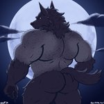 1:1 2024 angry anthro back_hair back_muscles body_hair butt canid canine canis full_moon hairy_back hi_res looking_at_viewer looking_back looking_back_at_viewer male mammal moon muscular muscular_anthro muscular_male mythological_canine mythological_creature mythology nanoff nude partial_transformation rear_view shoulder_hair solo were werecanid werecanine werewolf wolf