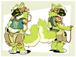 2024 6502_processor anthro barefoot big_tail biped border claws clothed clothing cybernetics digital_drawing_(artwork) digital_media_(artwork) digitigrade electronics feet fluffy fluffy_tail fur green_body green_fur headgear headphones headset hi_res looking_at_viewer looking_back looking_back_at_viewer machine male multicolored_body multicolored_fur multiple_poses pose protogen raymodule rear_view shirt simple_background smile solo standing tail tank_top three-quarter_view topwear tuft two_tone_body two_tone_fur white_body white_border white_fur wire