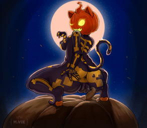 anthro anus backlighting big_butt big_pussy bodily_fluids butt crouching feet female food for_a_head fruit genital_fluids genitals hand_on_butt light looking_at_viewer moon moonlight nipples nude nude_anthro nude_female one_eye_closed paw_pose pawpads plant pose presenting presenting_anus presenting_hindquarters presenting_vulva pumpkin pumpkin_head rear_view solo tail thick_thighs vaginal_fluids vulva wink winking_at_viewer mvikt spice_(fortnite) felid feline mammal object_head hi_res lighting