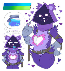 anthro arm_tuft armor belt big_breasts bodily_fluids breasts brown_belt clothing drooling elbow_tuft eye_scar eyelashes facial_scar female female_anthro fingers front_view fur gauntlets gloves hand_on_hip handwear heart_symbol hood navel open_mouth open_smile purple_body purple_ears purple_fur purple_hood saliva scar simple_background smile solo thick_thighs tuft white_background roockrt epic_games fortnite raven_team_leader bear mammal 2024 digital_drawing_(artwork) digital_media_(artwork) portrait three-quarter_portrait