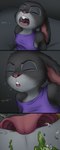 2024 absurd_res anthro bodily_fluids buckteeth covered_in_snot disney extreme_size_difference eyes_closed female fur grey_body grey_fur hi_res izzyrain judy_hopps lagomorph larger_female leporid mammal micro pink_nose rabbit saliva saliva_string size_difference sneeze snot teeth unaware zootopia