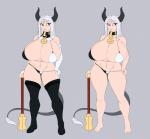 big_breasts bikini breasts clothing female huge_breasts legwear mace melee_weapon solo stockings swimwear three-quarter_view two-piece_swimsuit weapon matypup animal_humanoid bovid bovine humanoid mammal digital_drawing_(artwork) digital_media_(artwork) flat_colors full-length_portrait hi_res multiple_images multiple_versions portrait