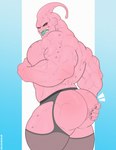 anus butt male muscular muscular_humanoid muscular_male pink_body pink_skin red_eyes solo tongue tongue_out vein veiny_muscles tylerstark dragon_ball majin_buu super_buu alien humanoid hi_res